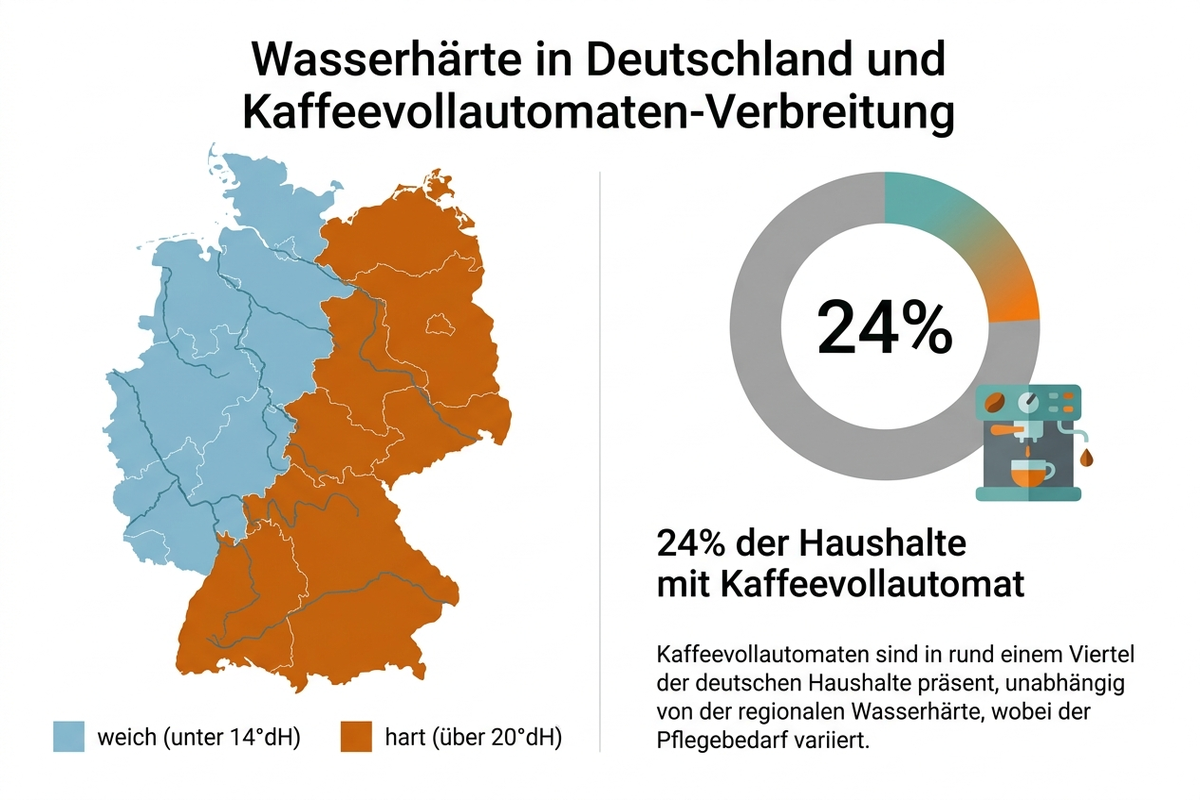 Wasserhärte in Deutschland und Verbreitung von Kaffeevollautomaten