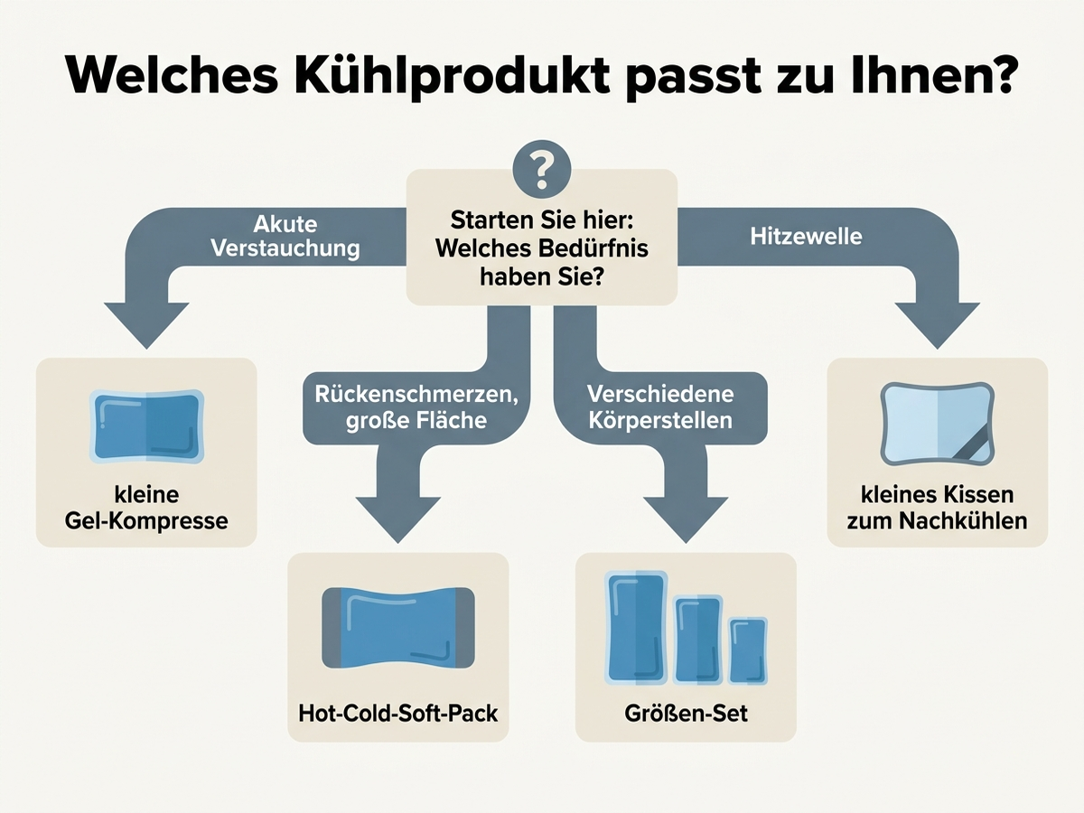 Entscheidungsbaum: Welches Kühlprodukt passt zum Anwendungsfall – Sportverletzung, Rücken oder Hitzewelle