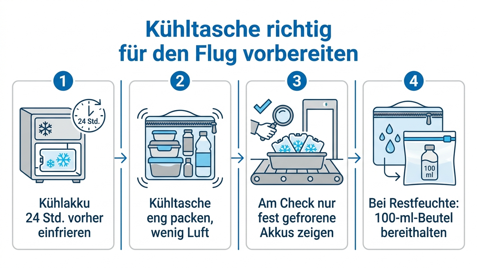4 Schritte zur Vorbereitung der Kühltasche für den Flug