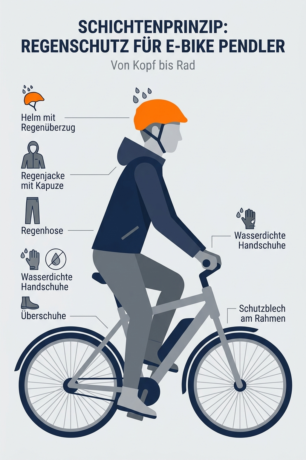 Schichtenprinzip: Regenschutz für E-Bike-Pendler von Kopf bis Rad