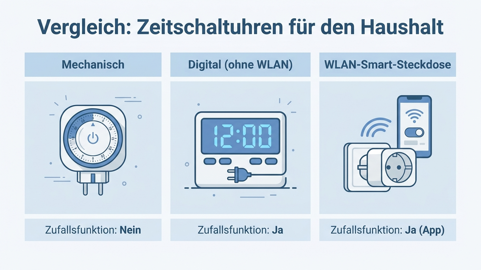 Technologievergleich: mechanische, digitale und smarte Zeitschaltuhr