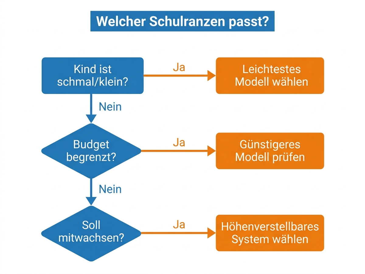 Entscheidungsbaum: Welcher Schulranzen passt – Prüfschritte von Körpergröße über Budget bis Rückenempfindlichkeit