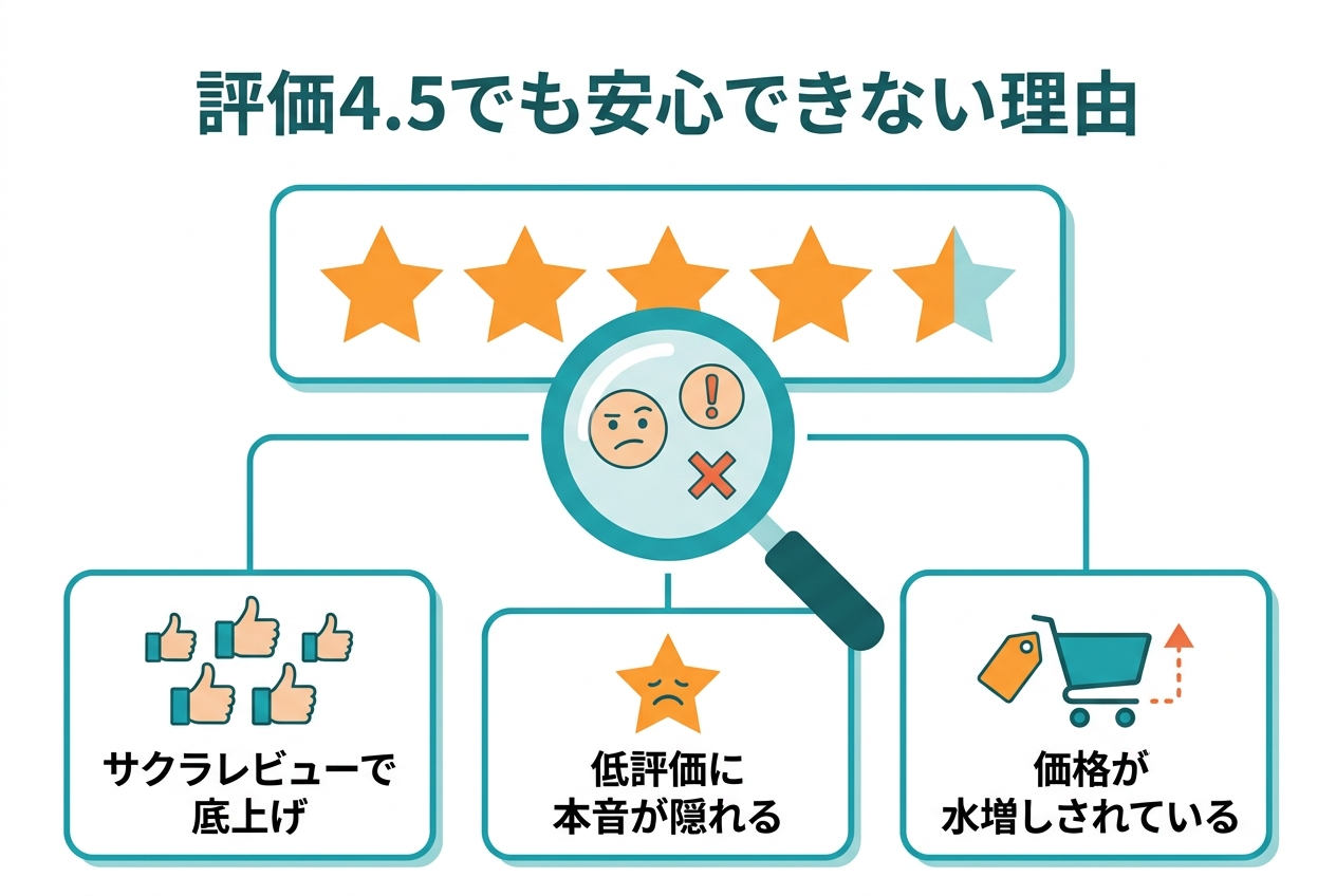 評価4.5でも安心できない理由を示す図解