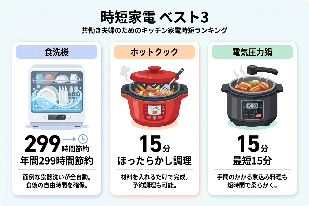 時短家電ベスト3のランキングインフォグラフィック