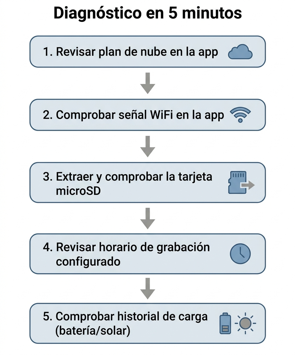 Diagnóstico paso a paso de una cámara WiFi que no graba