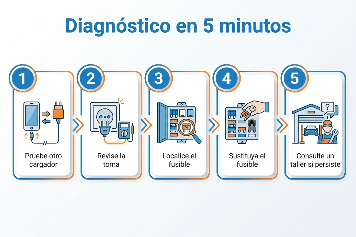 Diagnóstico paso a paso: fusible, toma o cargador del coche