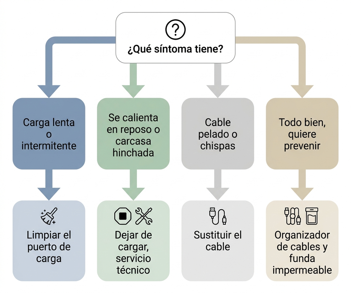 Árbol de decisión: qué revisar primero en la electrónica al volver de vacaciones según el síntoma