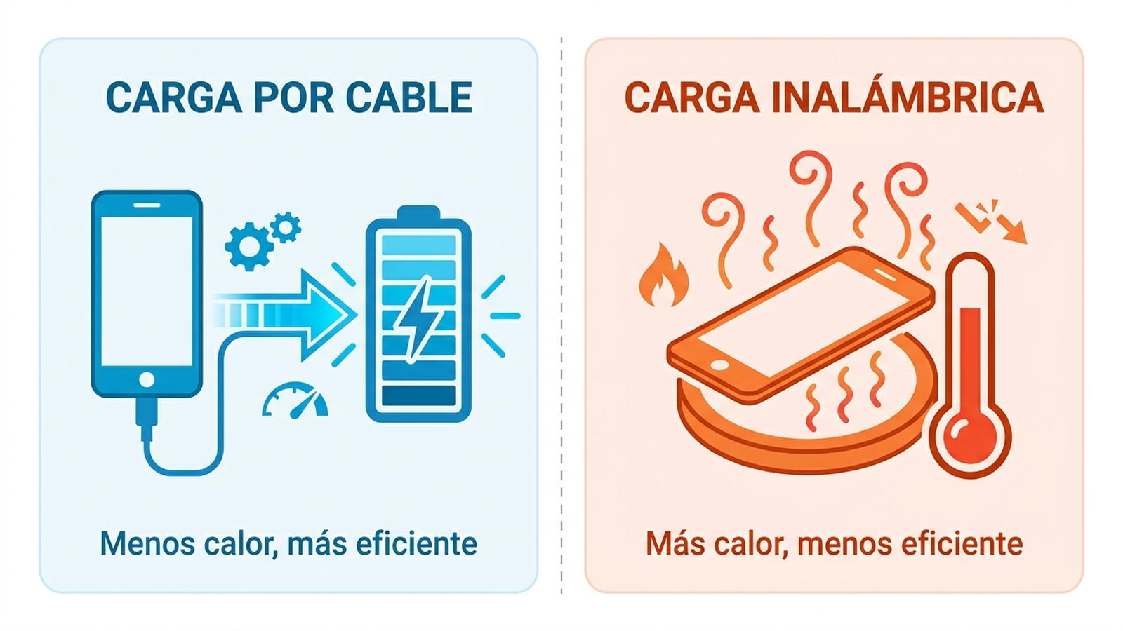 Infografía: por qué la carga inalámbrica genera más calor que la carga por cable en el coche