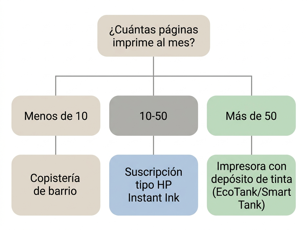 Árbol de decisión: qué opción de impresión elegir según las páginas impresas al mes