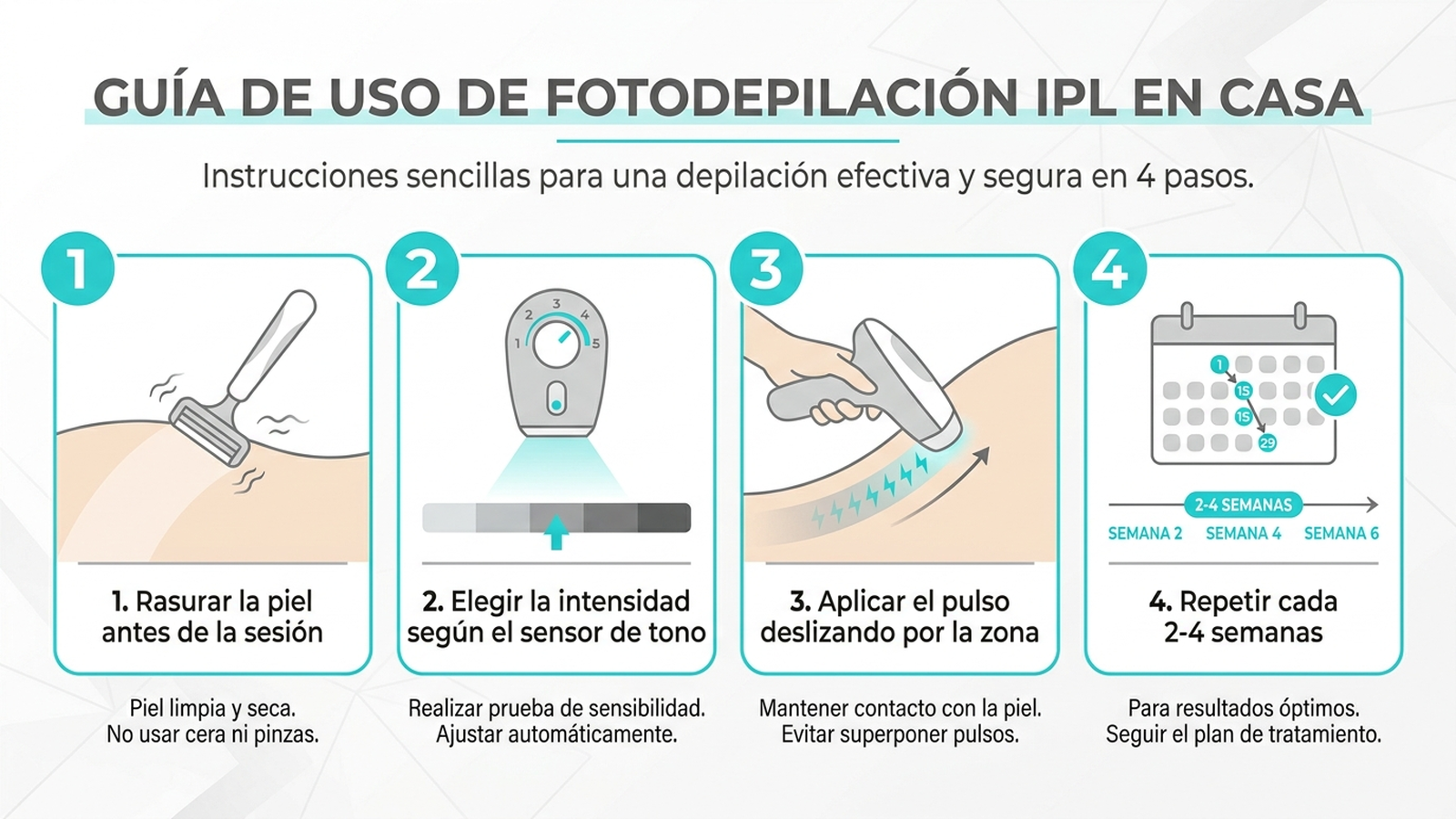 Cómo usar correctamente una depiladora IPL en casa: pasos y precauciones