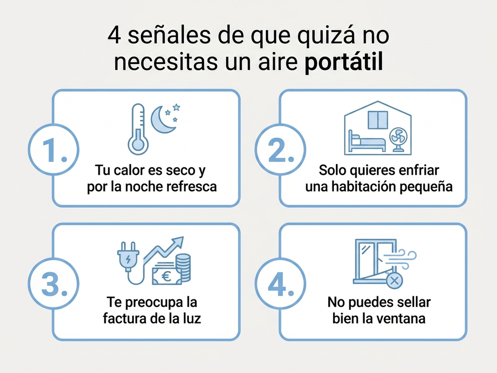 Cuatro señales de que quizá no necesita un aire acondicionado portátil