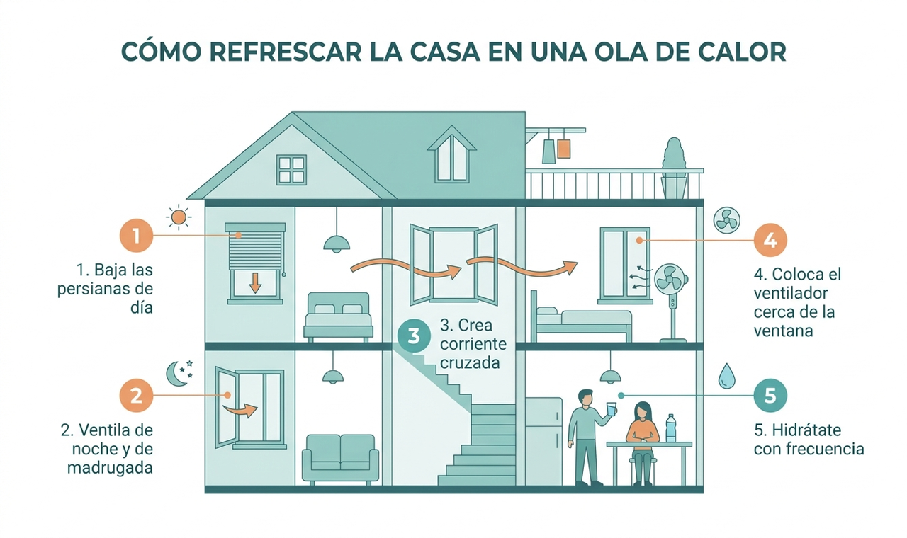 Cómo refrescar la casa en una ola de calor: persianas, ventilación y corriente cruzada