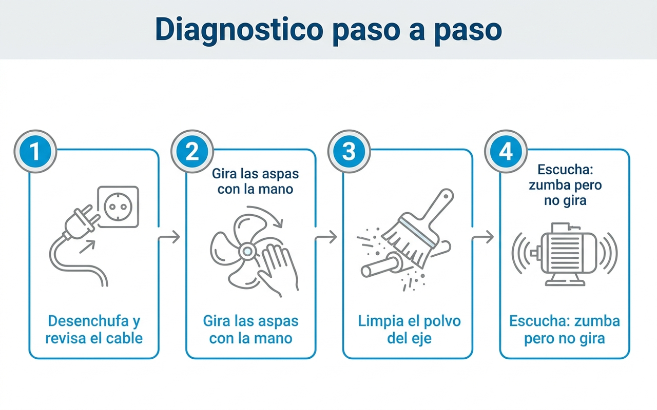 Diagnóstico paso a paso de un ventilador que no gira