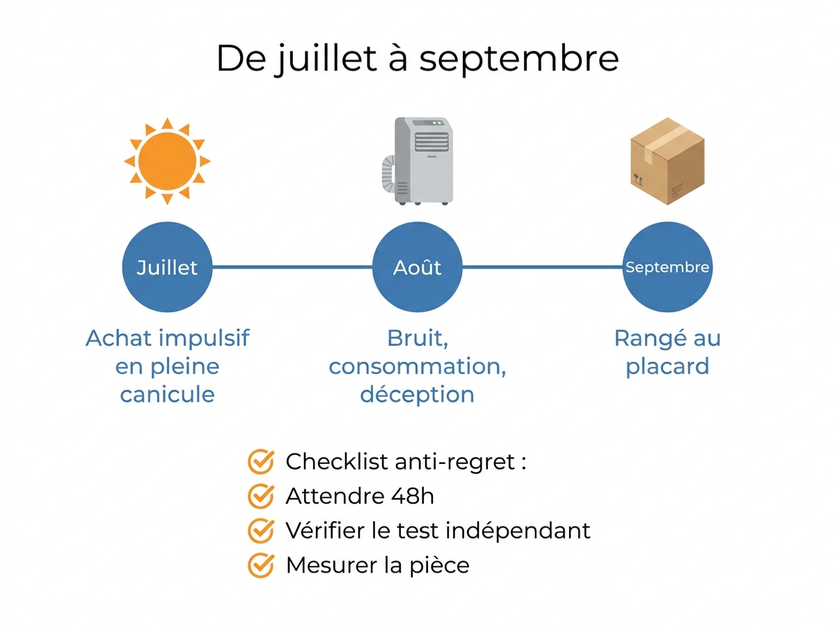 Chronologie du regret : de juillet à septembre, avec checklist anti-achat impulsif