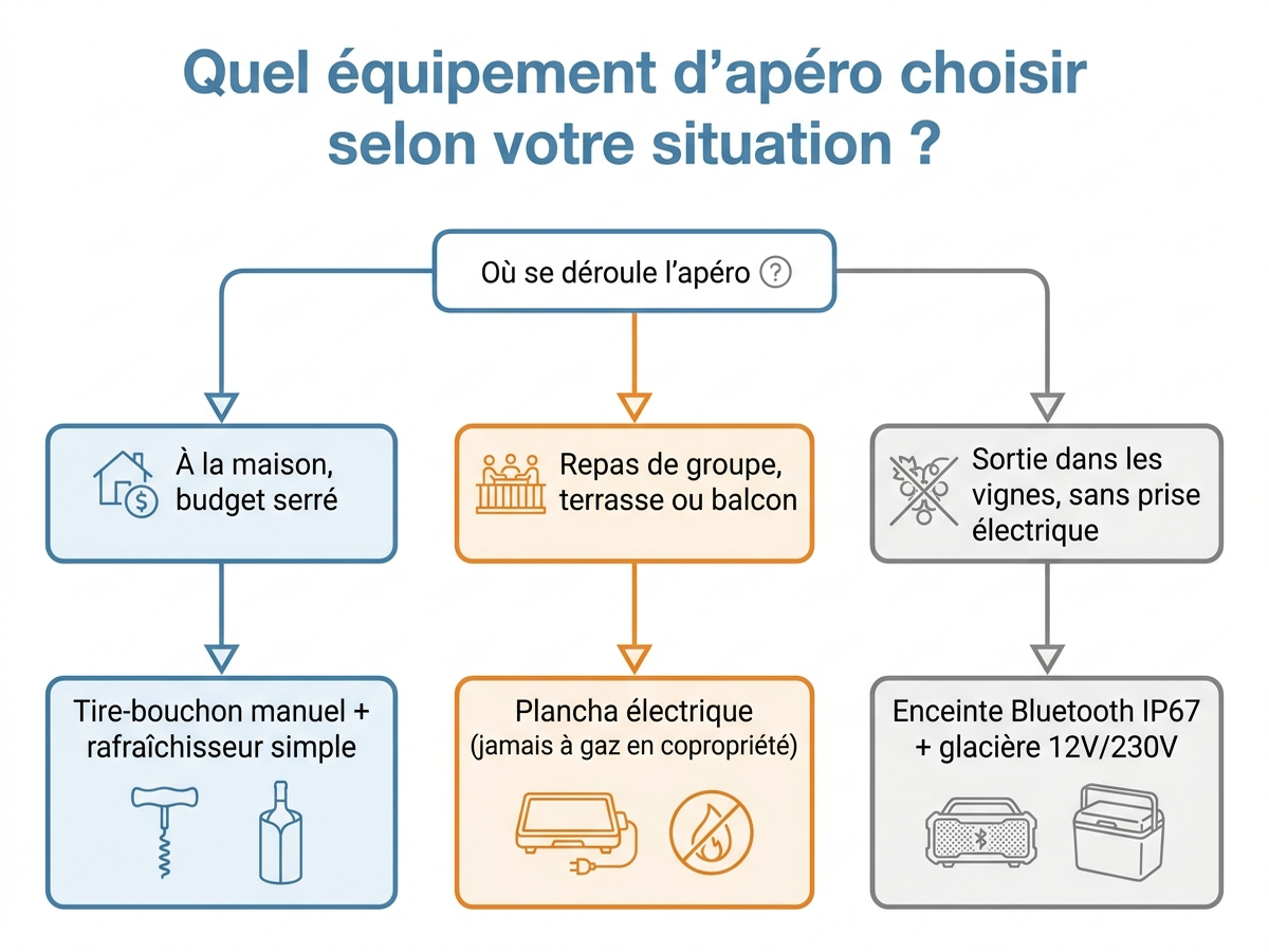 Arbre de décision : quel équipement d'apéro choisir selon la situation