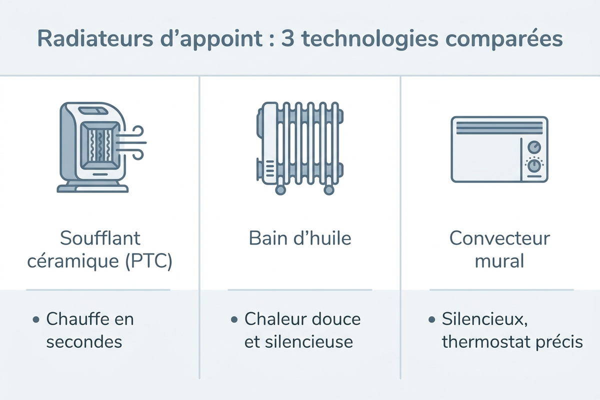 Comparaison des technologies de chauffage d'appoint