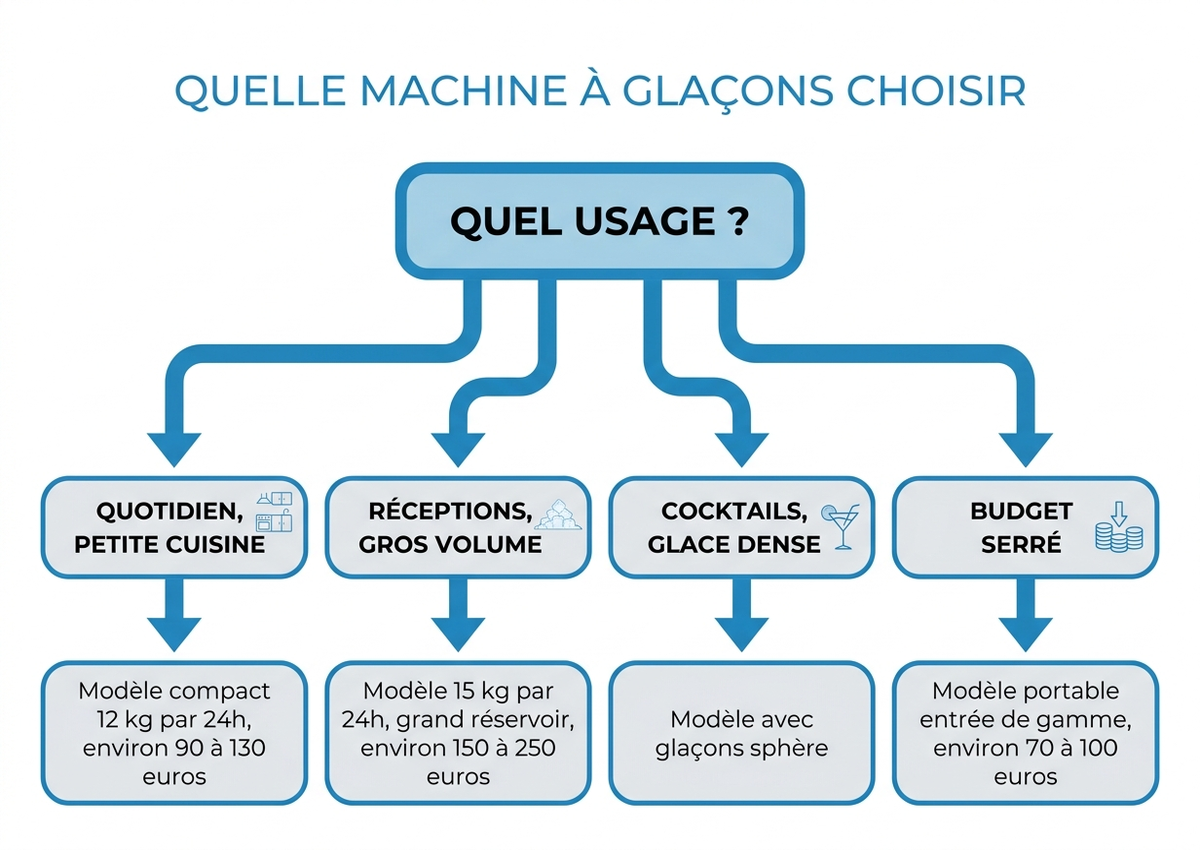 Arbre de décision pour choisir sa machine à glaçons