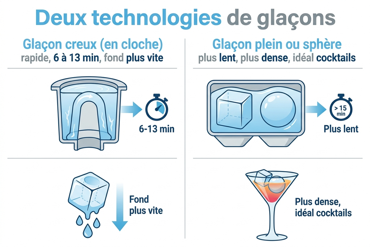 Comparaison des deux technologies de glaçons