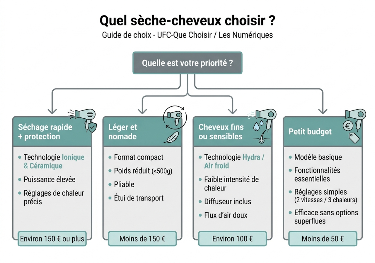 Arbre de décision pour choisir son sèche-cheveux
