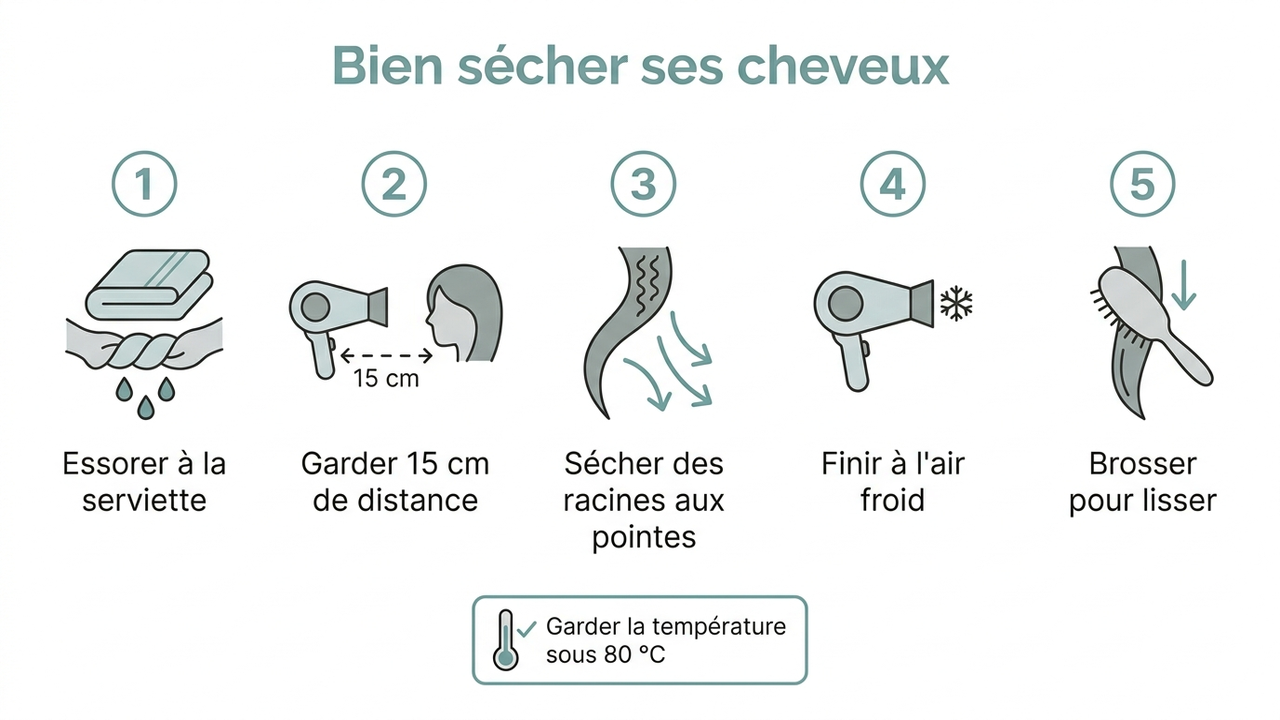 Étapes pour bien sécher ses cheveux sans les abîmer