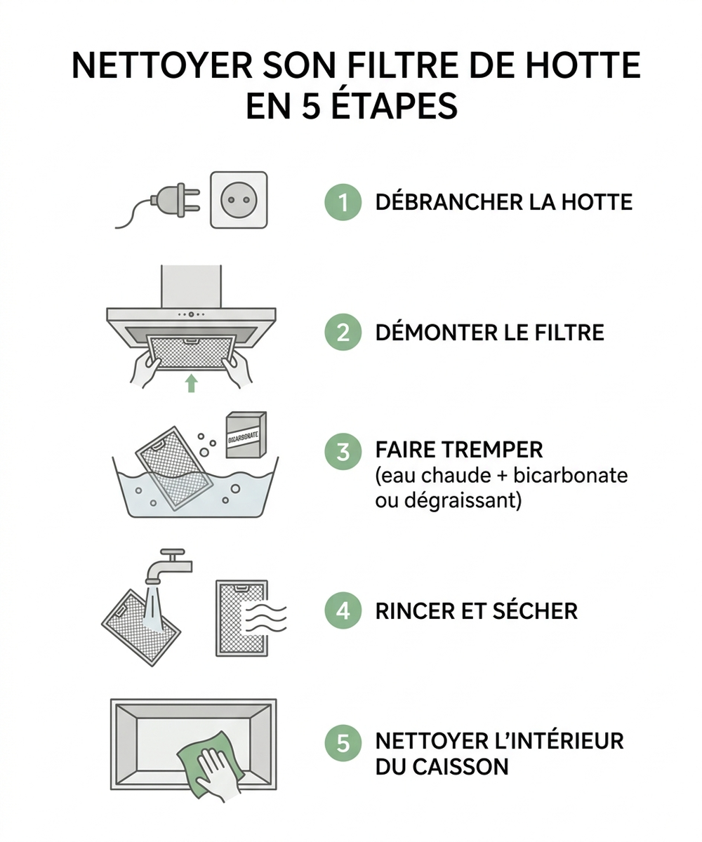 Guide en 5 étapes pour nettoyer un filtre de hotte métallique