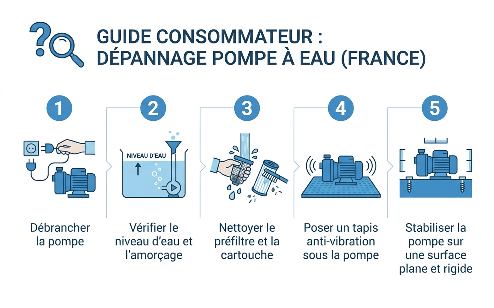Infographie : 5 étapes pour réduire le bruit d'une pompe de piscine