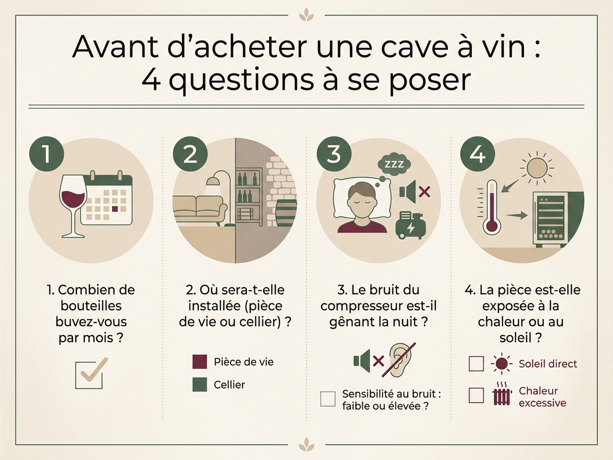 Infographie : 4 questions à se poser avant d'acheter une cave à vin en appartement