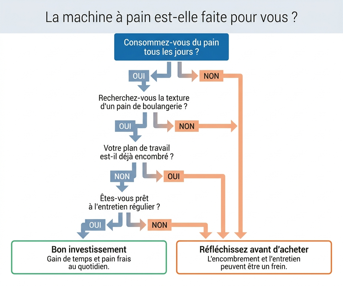 Arbre de décision pour déterminer si une machine à pain correspond à son profil de consommation, avant l'achat
