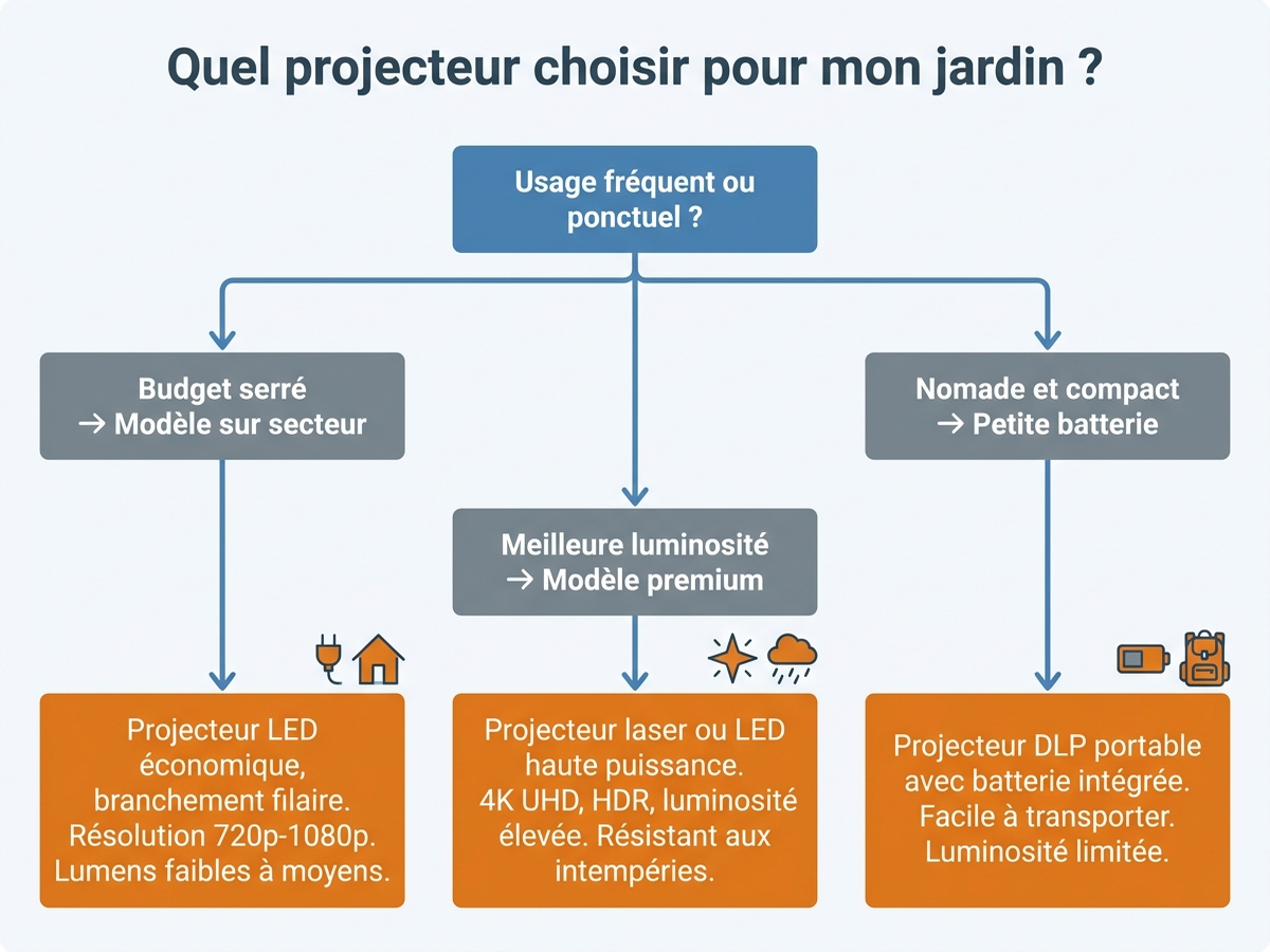 Arbre de décision pour choisir son projecteur et son écran selon le budget et la fréquence d'usage