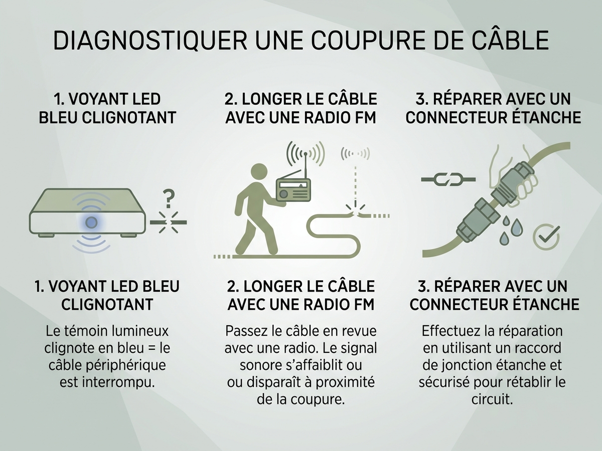 Infographie : diagnostiquer une coupure de câble en 3 étapes