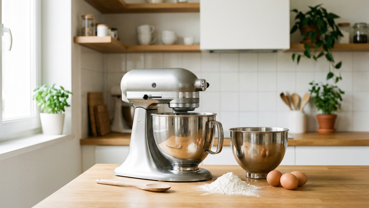 Robot pâtissier sur un plan de travail de cuisine