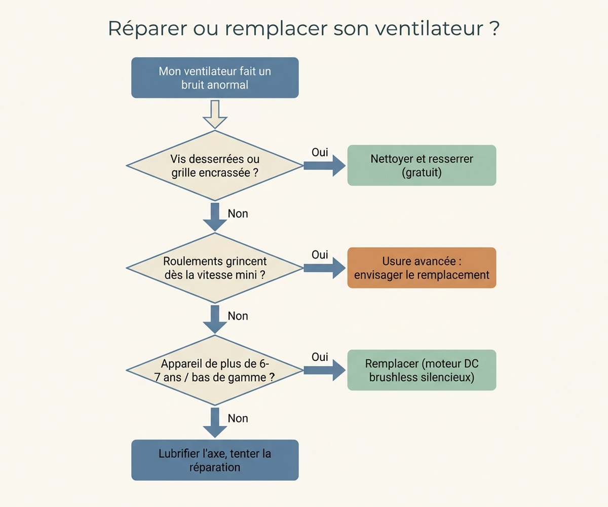 Arbre de décision : réparer ou remplacer son ventilateur
