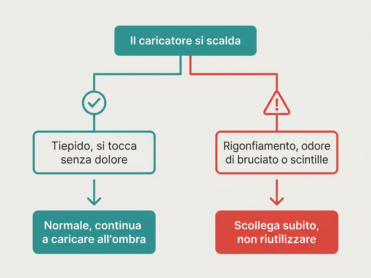 Albero decisionale: il caricatore si scalda, è normale o è un guasto da sostituire subito