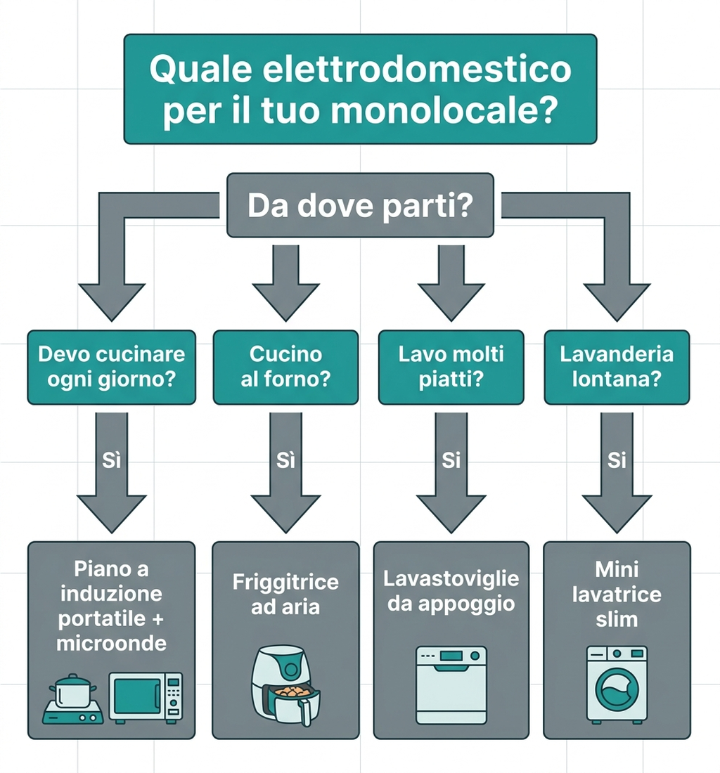 Albero decisionale: quale elettrodomestico per il monolocale in affitto
