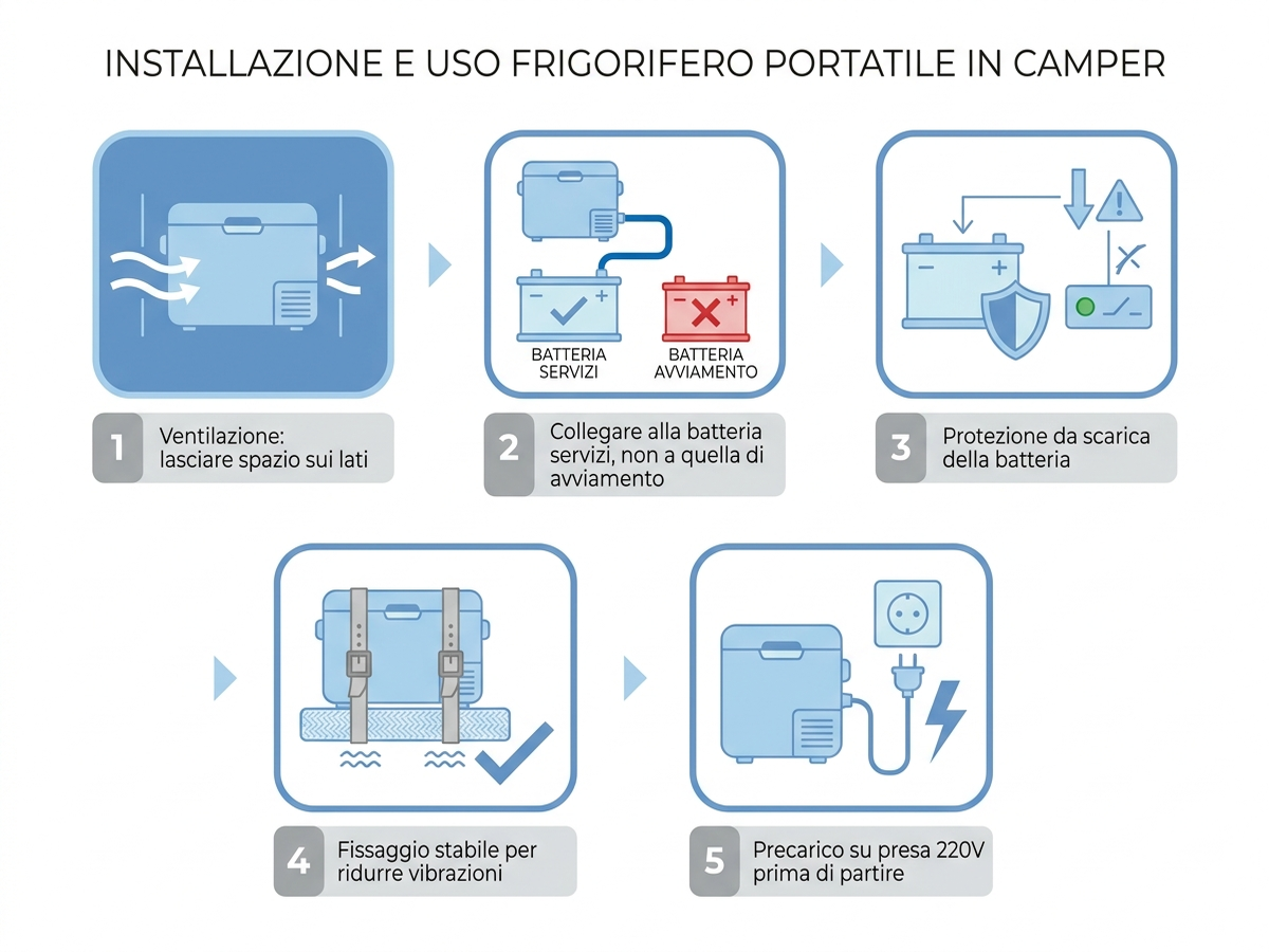 Come installare e usare un frigorifero portatile a compressore in camper