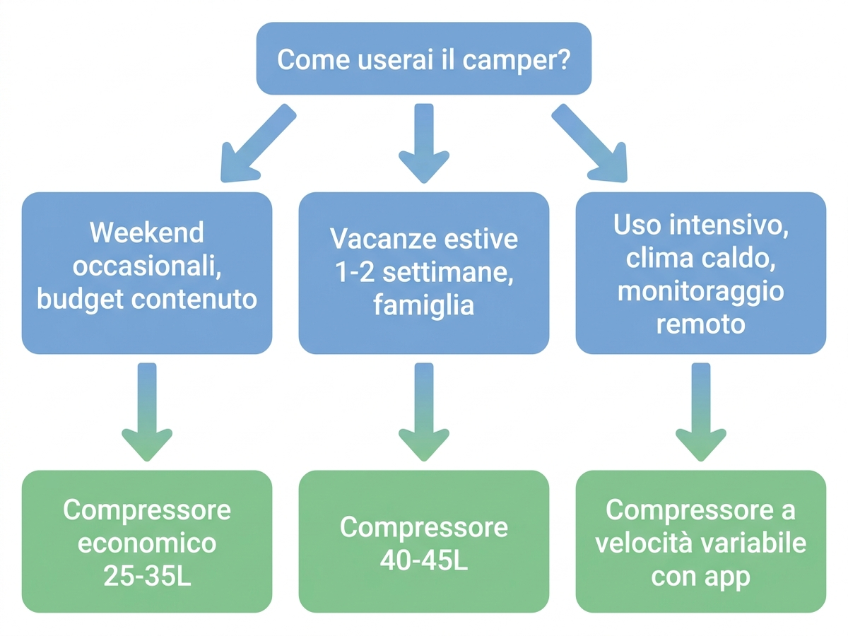 Quale frigorifero portatile scegliere per il camper: albero decisionale