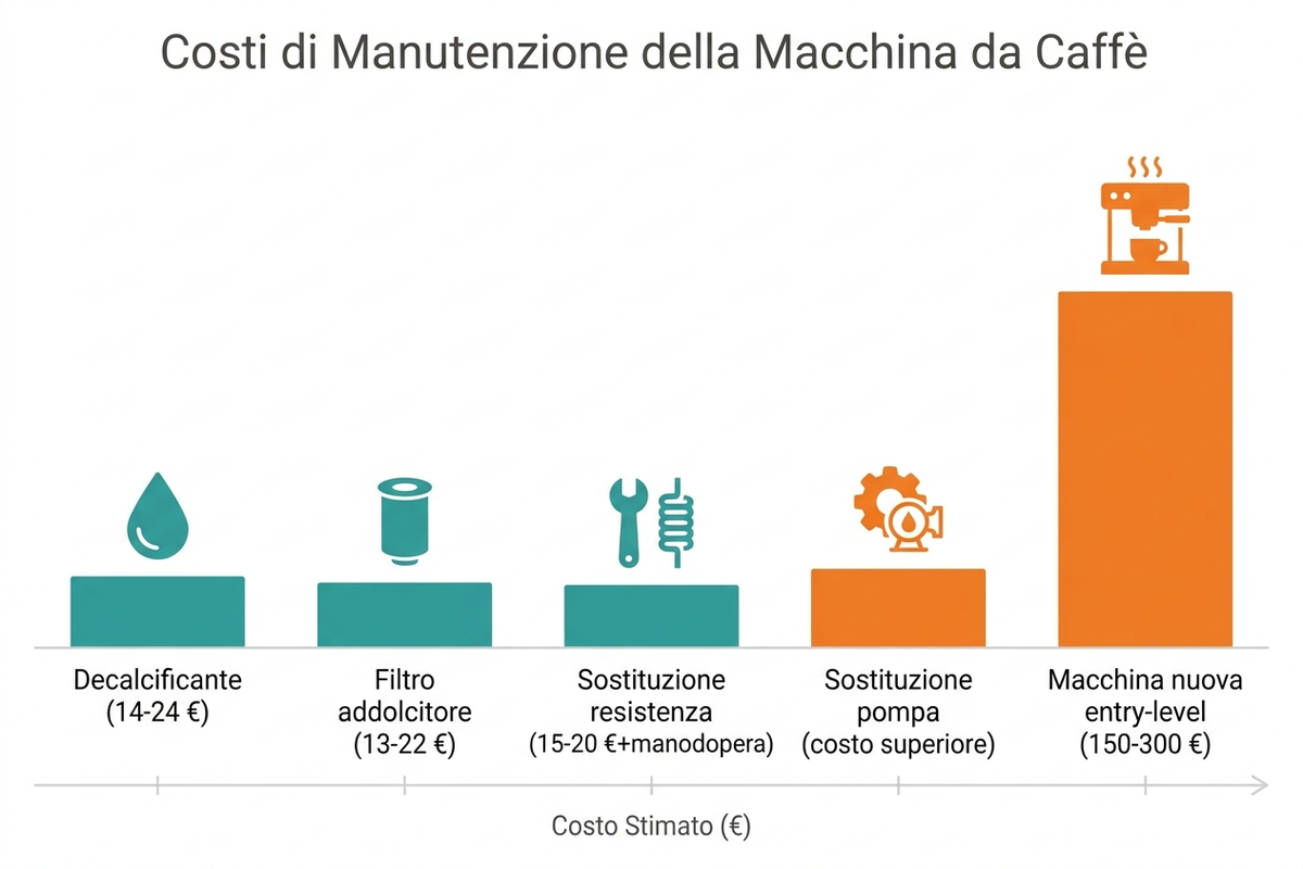 Grafico di confronto dei costi di manutenzione e riparazione di una macchina da caffè