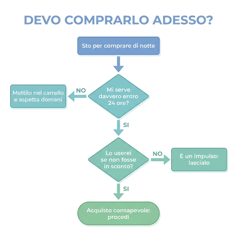 Diagramma di flusso in italiano per decidere se acquistare subito oppure aspettare