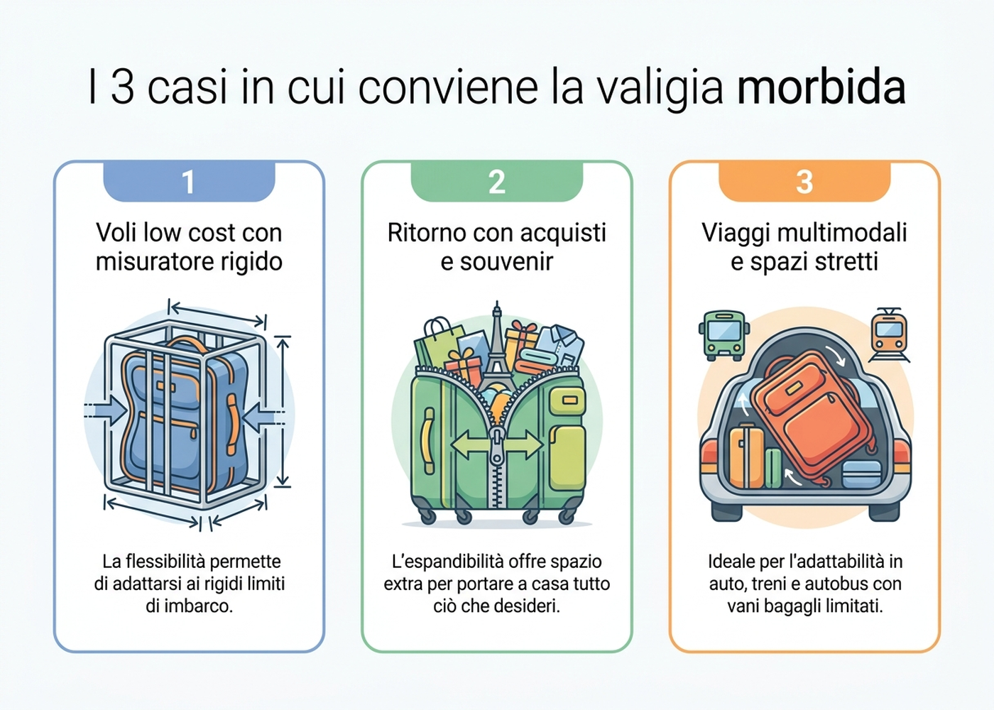 I 3 casi in cui conviene la valigia morbida: misuratore bagaglio, souvenir, viaggio multimodale