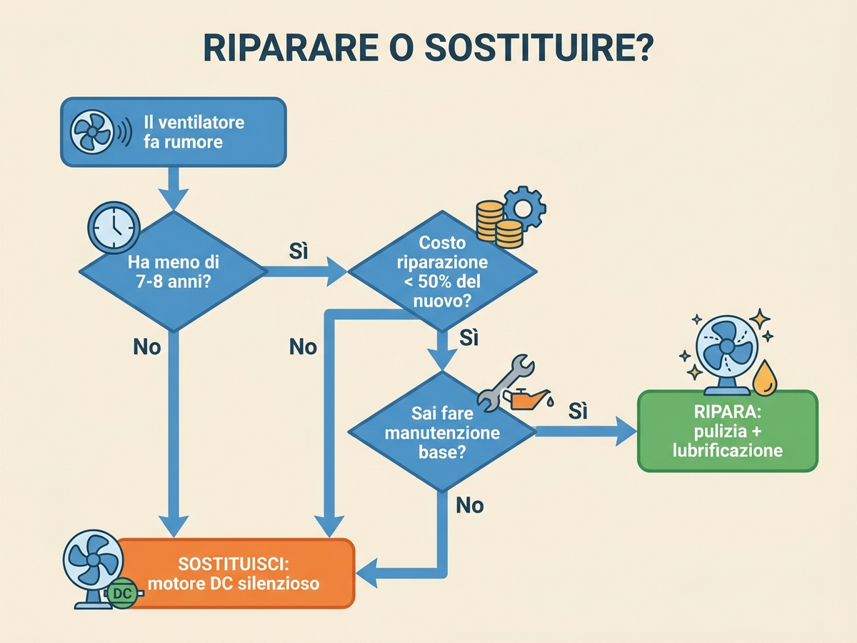 Albero decisionale: riparare o sostituire un ventilatore rumoroso