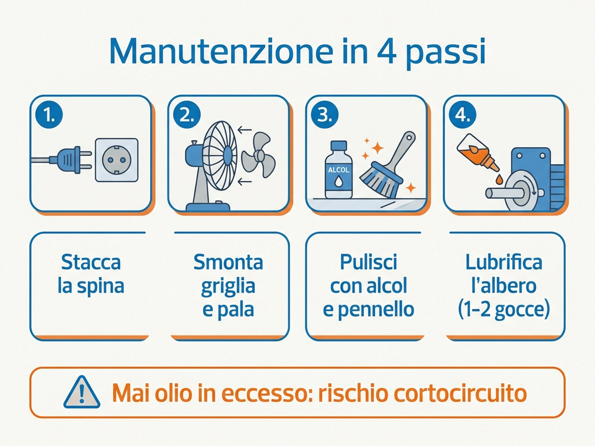 Guida alla manutenzione di un ventilatore in quattro passi: staccare la spina, smontare, pulire, lubrificare