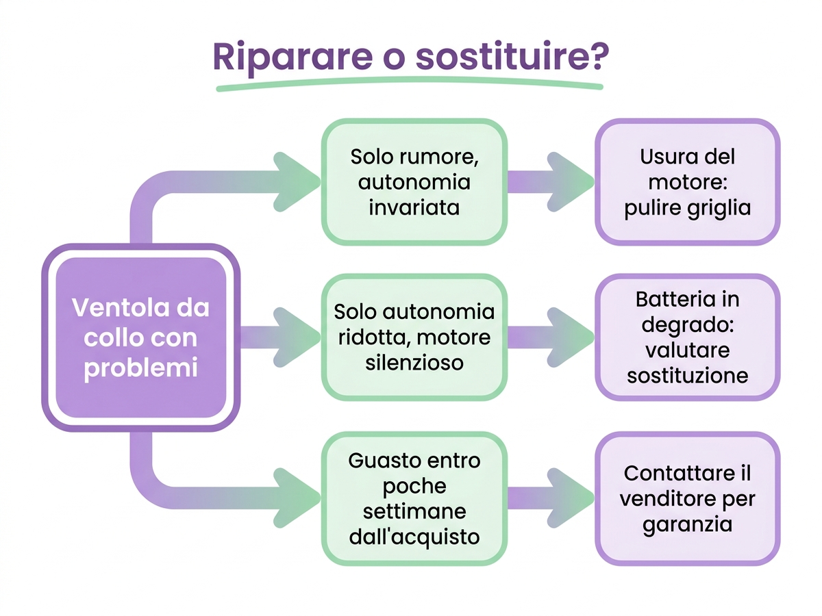 Albero decisionale per capire se conviene riparare o sostituire una ventola da collo guasta