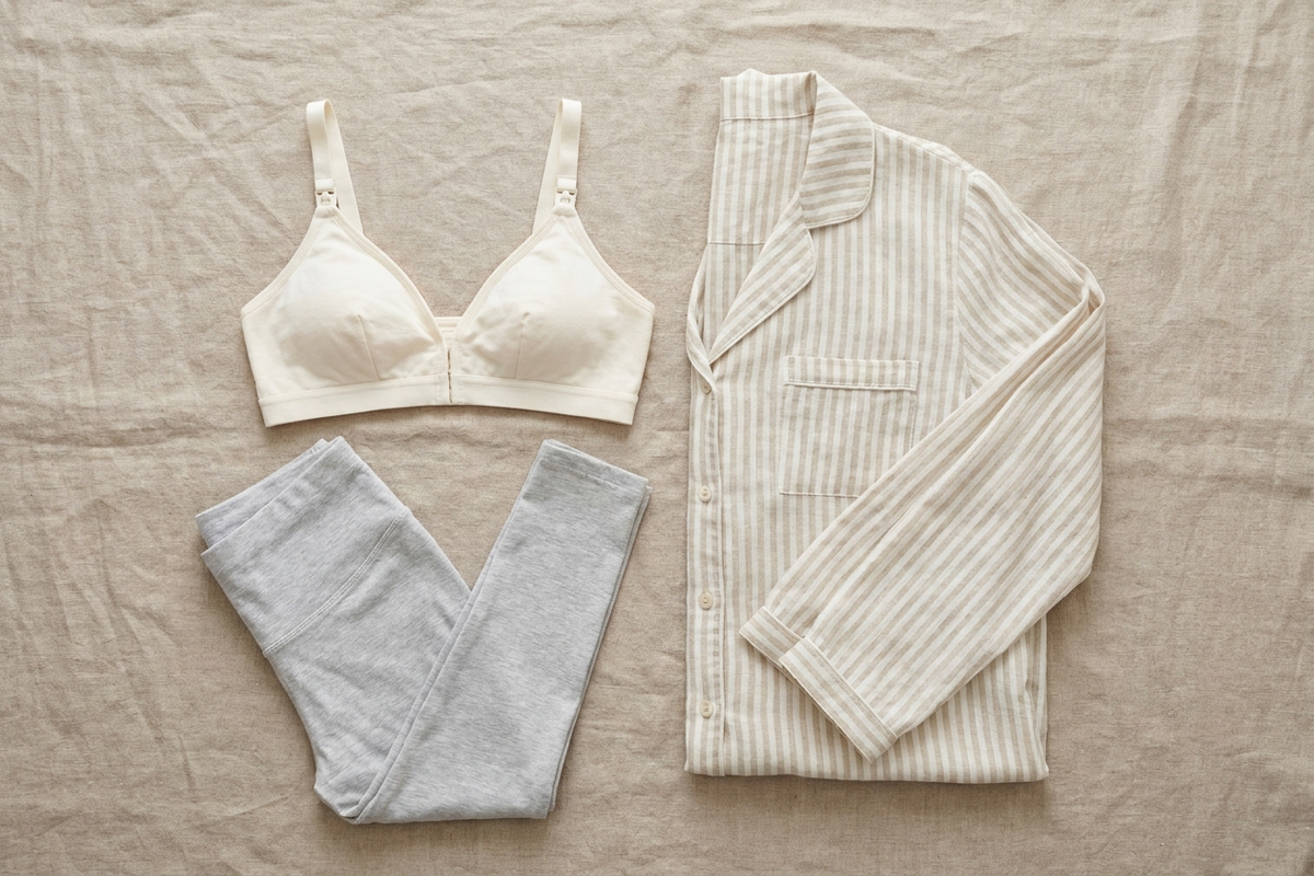 授乳ブラやマタニティレギンスなど代用アイテムをまとめたイメージ