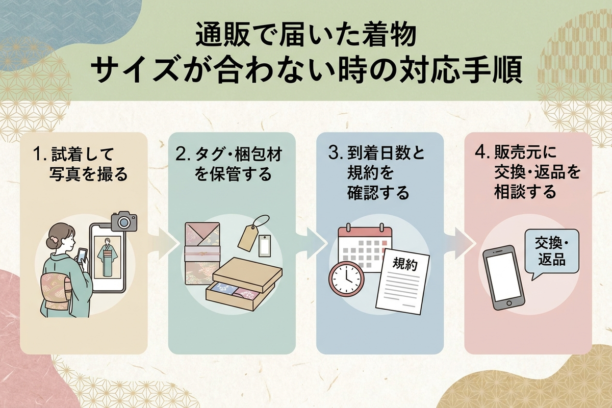 サイズが合わない着物が届いたときの対応フロー4ステップ