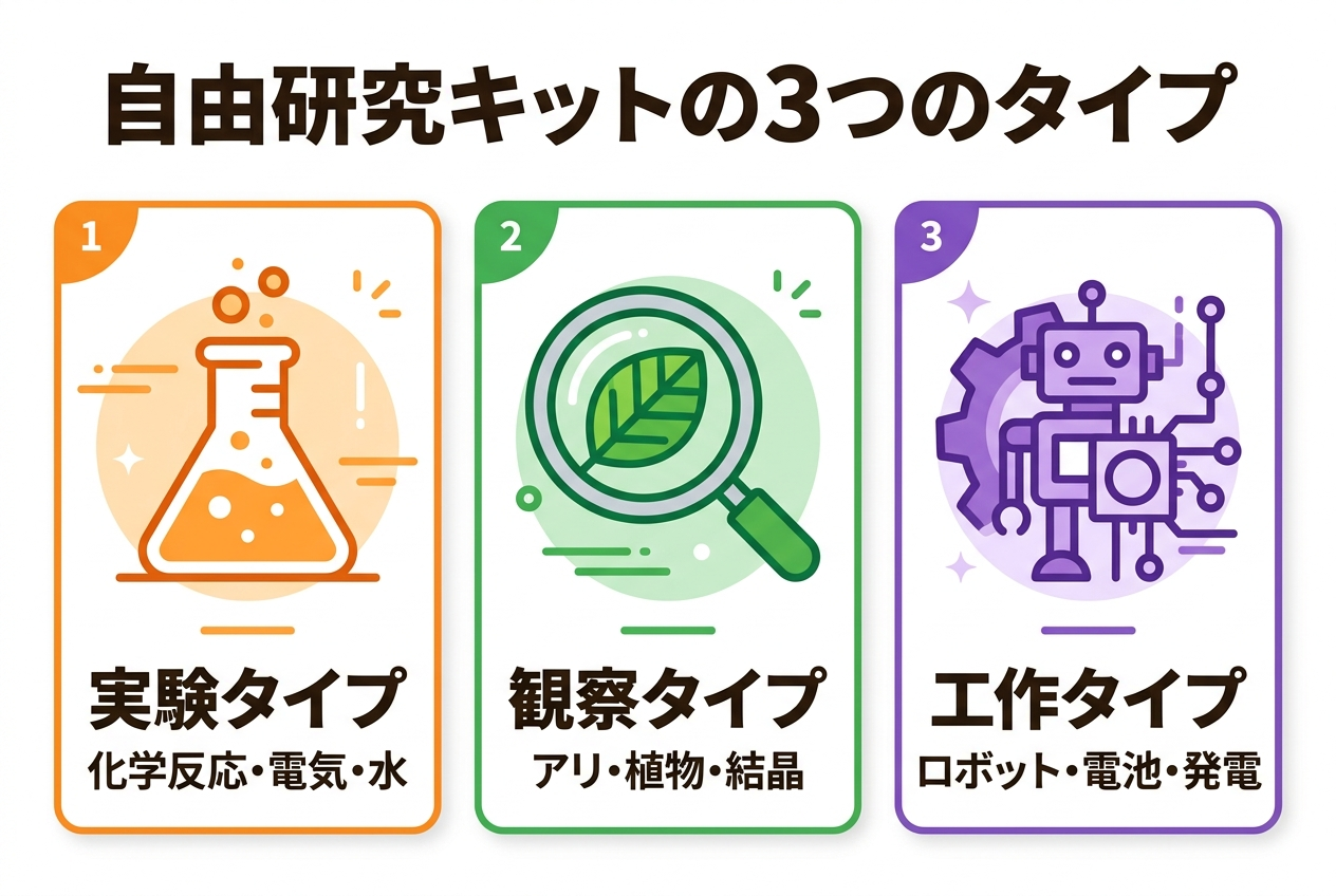 自由研究キットの3つのタイプ