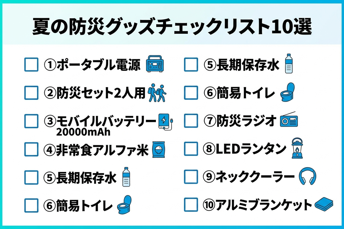 夏の防災グッズチェックリスト10選