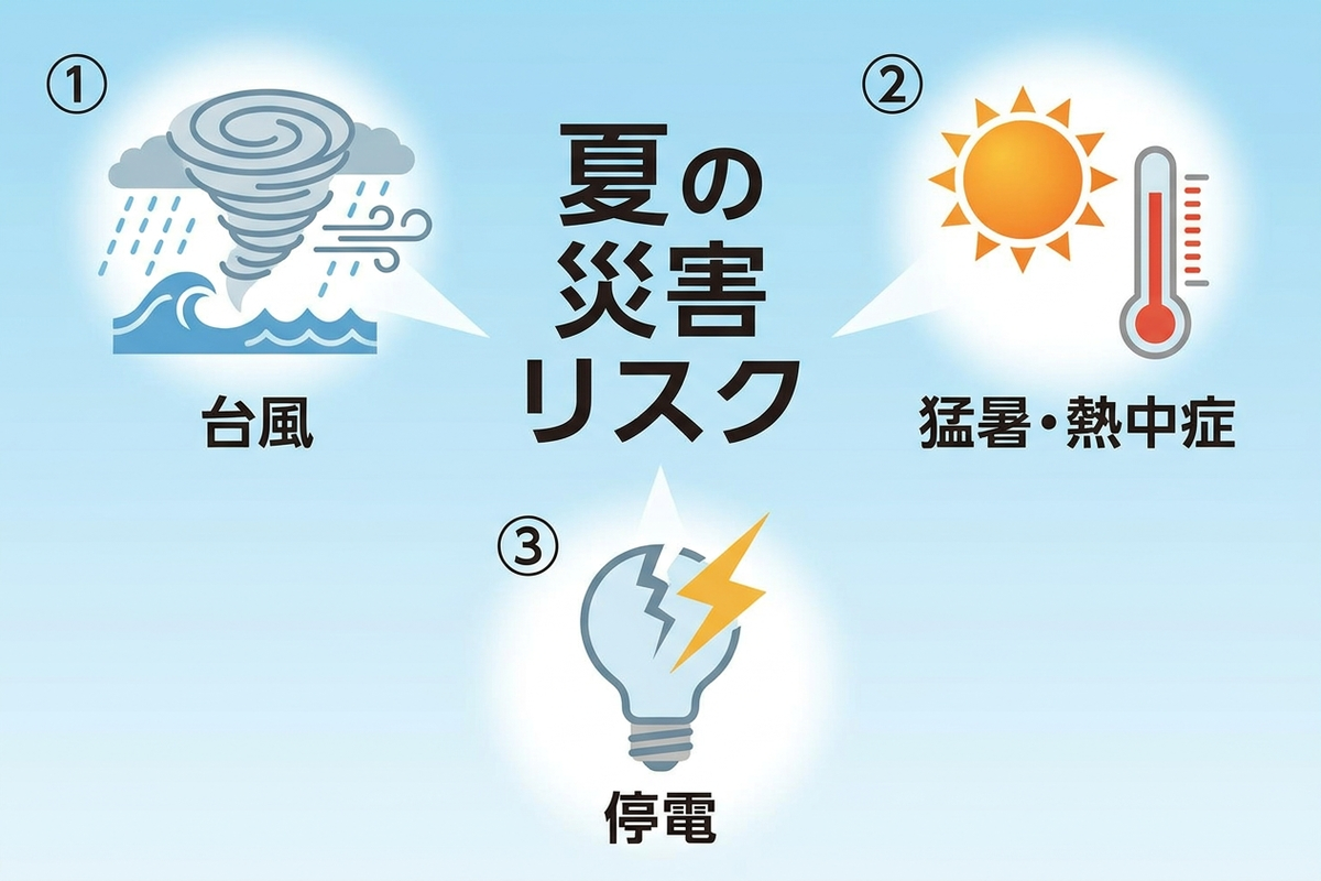 夏の災害リスク3つ
