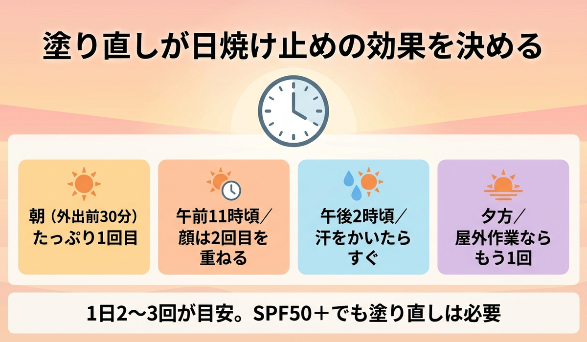 塗り直しが日焼け止めの効果を決める