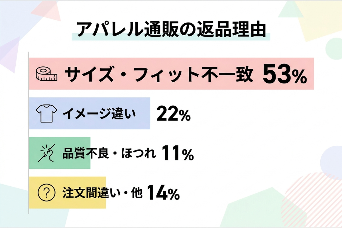 アパレル通販の返品理由の統計イメージ